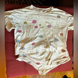 Monki Constellation Pajama Set – Planets & Stars Print Sleepwear, Women’s Size L